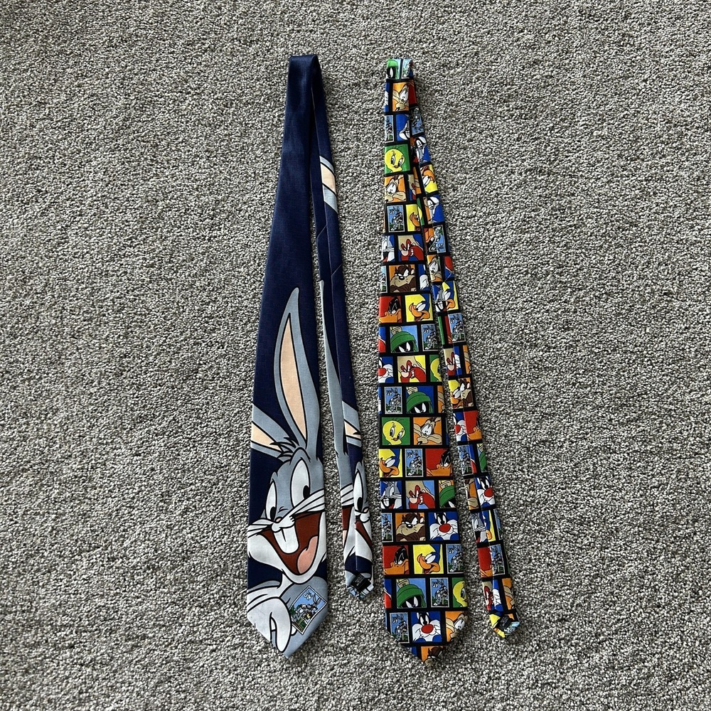 Vintage Looney Tunes Stamp Collection Tie Lot Mens One Size Multicolor Cartoon